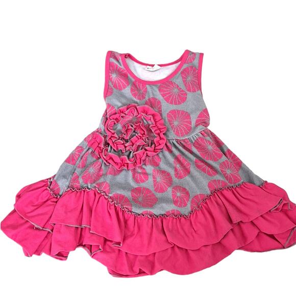 Tutu & Lulu Gray And Hot Pink Ruffle Sleeveless Dress Size  2--3T - Picture 1 of 8